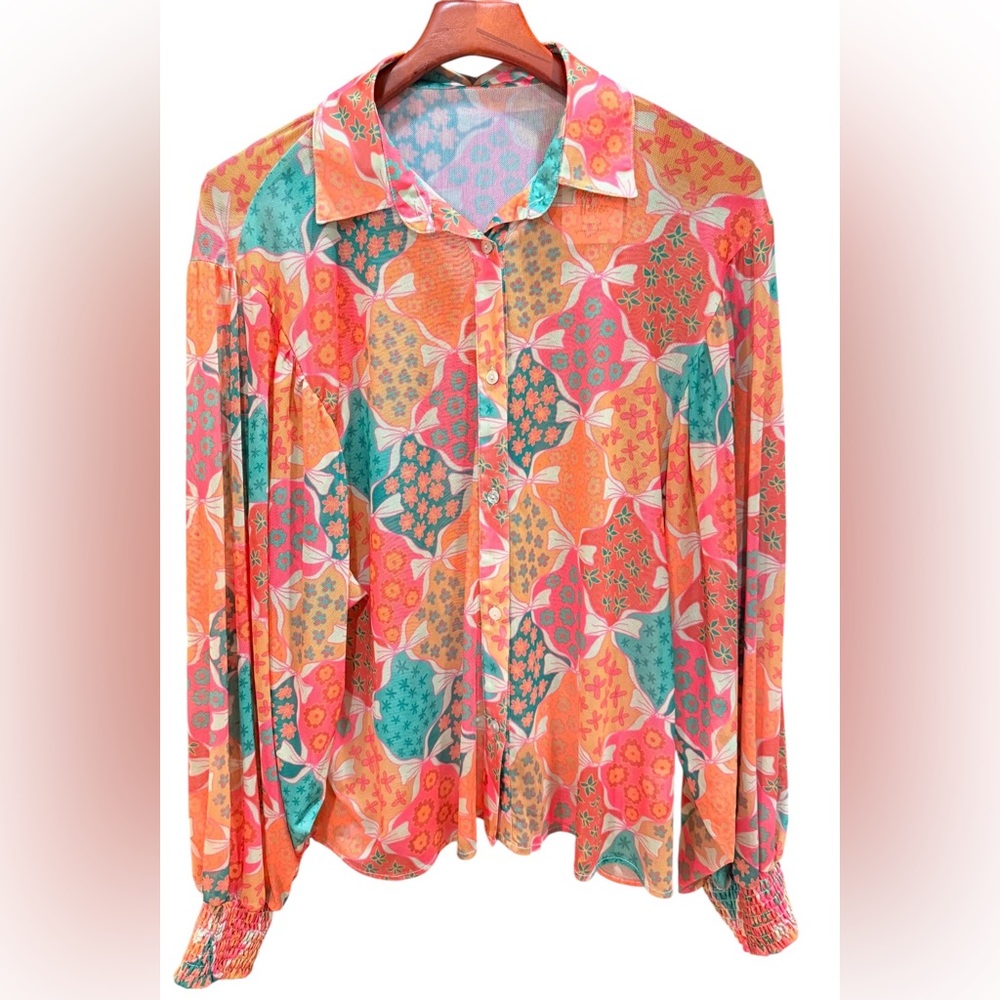 Turquoise Haven mesh Women's Top